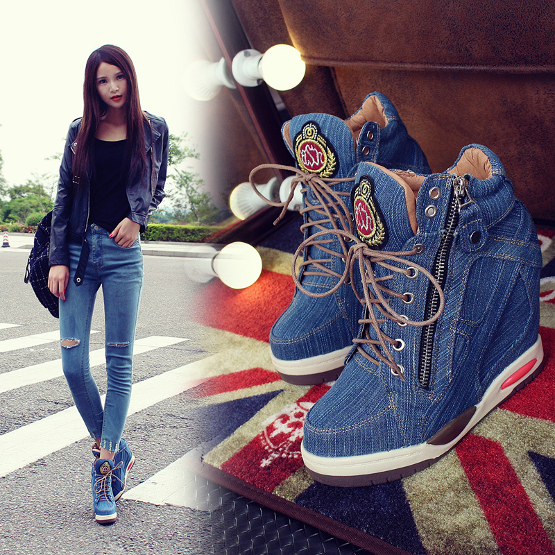 Sneaker Zone - Big Size Dames Denim Wiggen Sneakers
